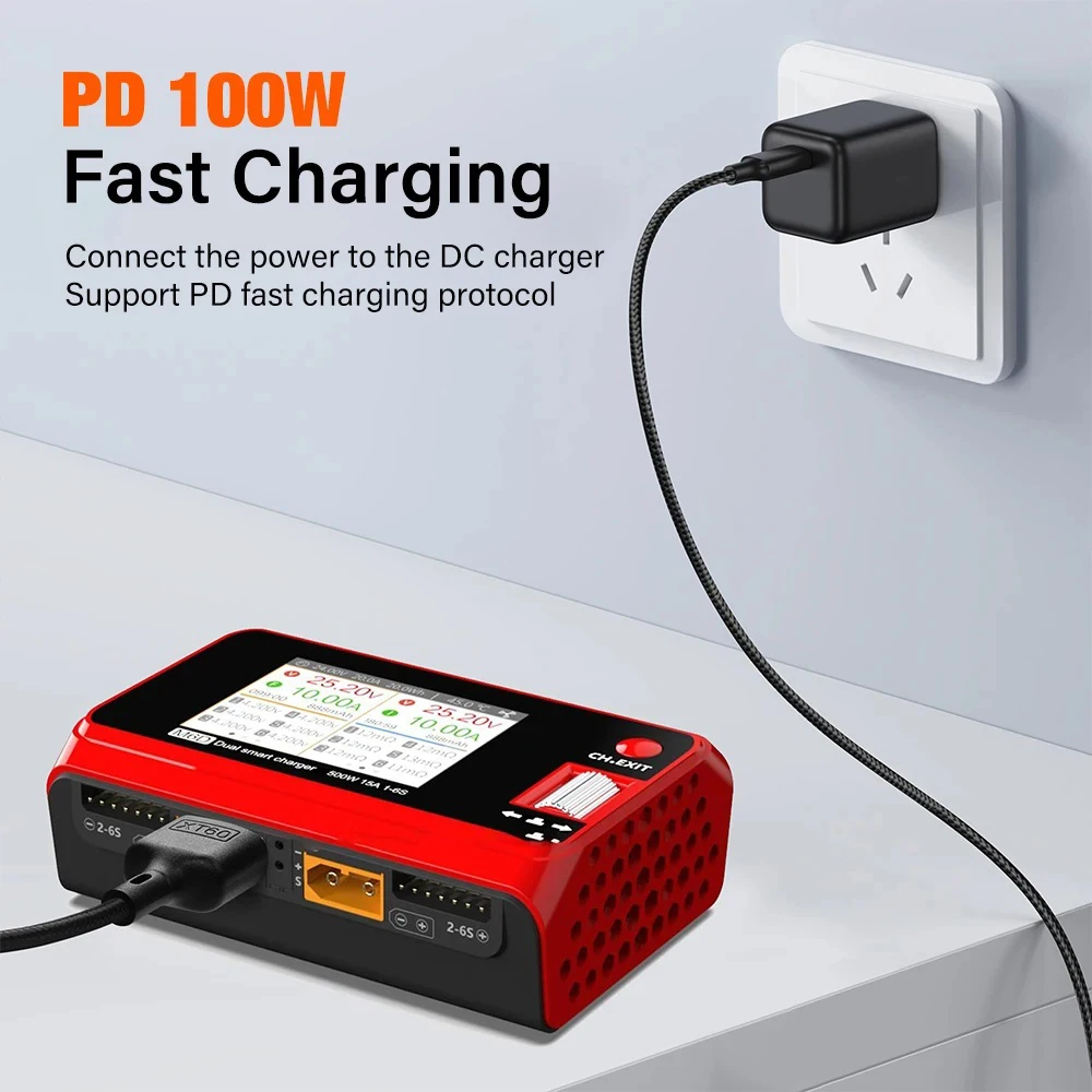 Vue d'ensemble du câble USB-C vers XT60 de 100cm pour chargeur de drone, haute puissance 5A/100W.