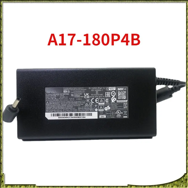 

A17-180P4B AC Adapter 180W 20V 9A A180A063P for 911x GF75 GF66 GF76 MS-17FS GF75 THIN 10UEK-068TW Laptop Power Supply Charger