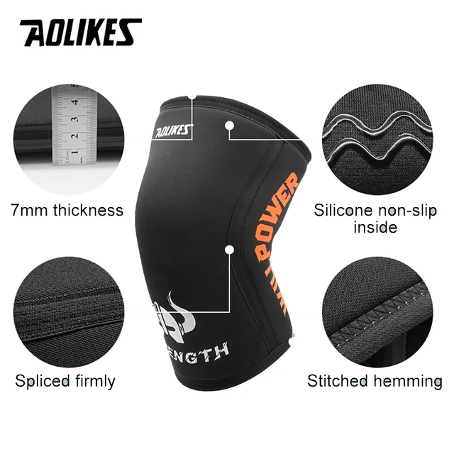 59983-5574a7.jpg AOLIKES 1 Pair 7mm Neoprene Sports Kneepads Compression Weightlifting Pressured Crossfit Training Knee Pads Support Women Men
