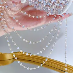 High Color Retention Crystal Copper Chain for DIY Bracelet and Tassel Jewelry Making - White, Pink, Blue Triangles (KC gold color)