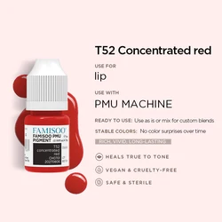 Vibrant 14 - Color Permanent Makeup Pigment Set for Lips, Eyebrows, & Eyeliners (T52 Concentrated Red)