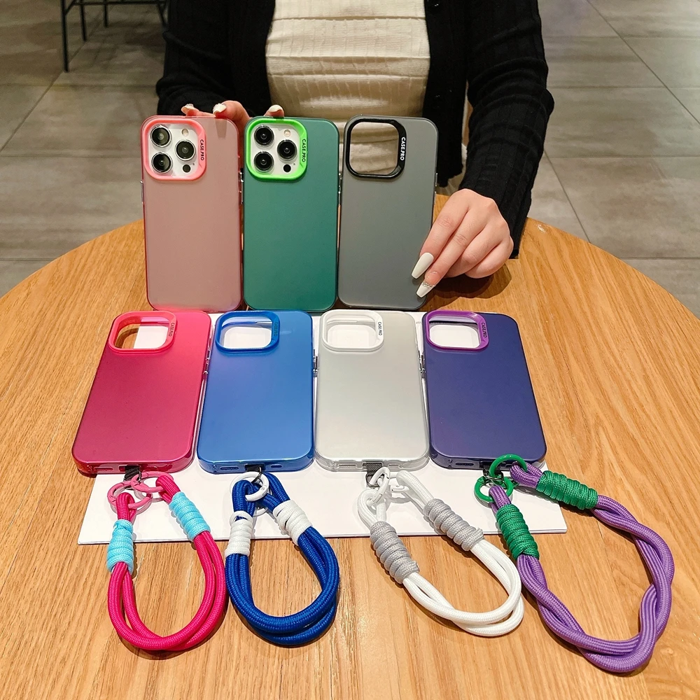 Metallic Aurora Matte Phone Case with Lanyard Attachment