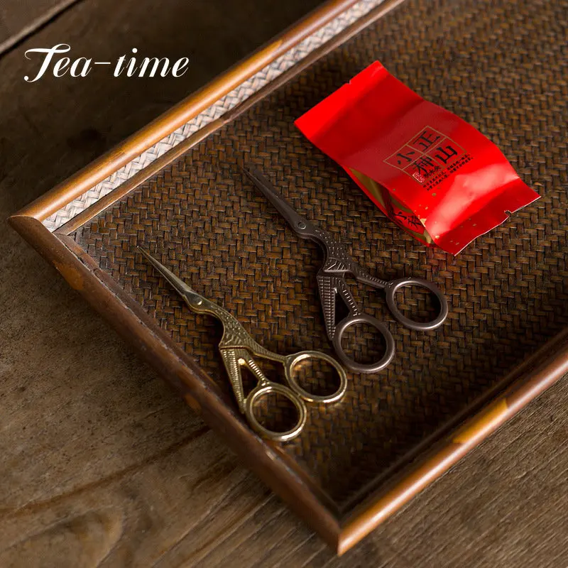 Japanese Style Retro Crane Shape Tea Knife Household Multifunction Tea Bag Package Small Scissors Ceremony Accessories Gifts
