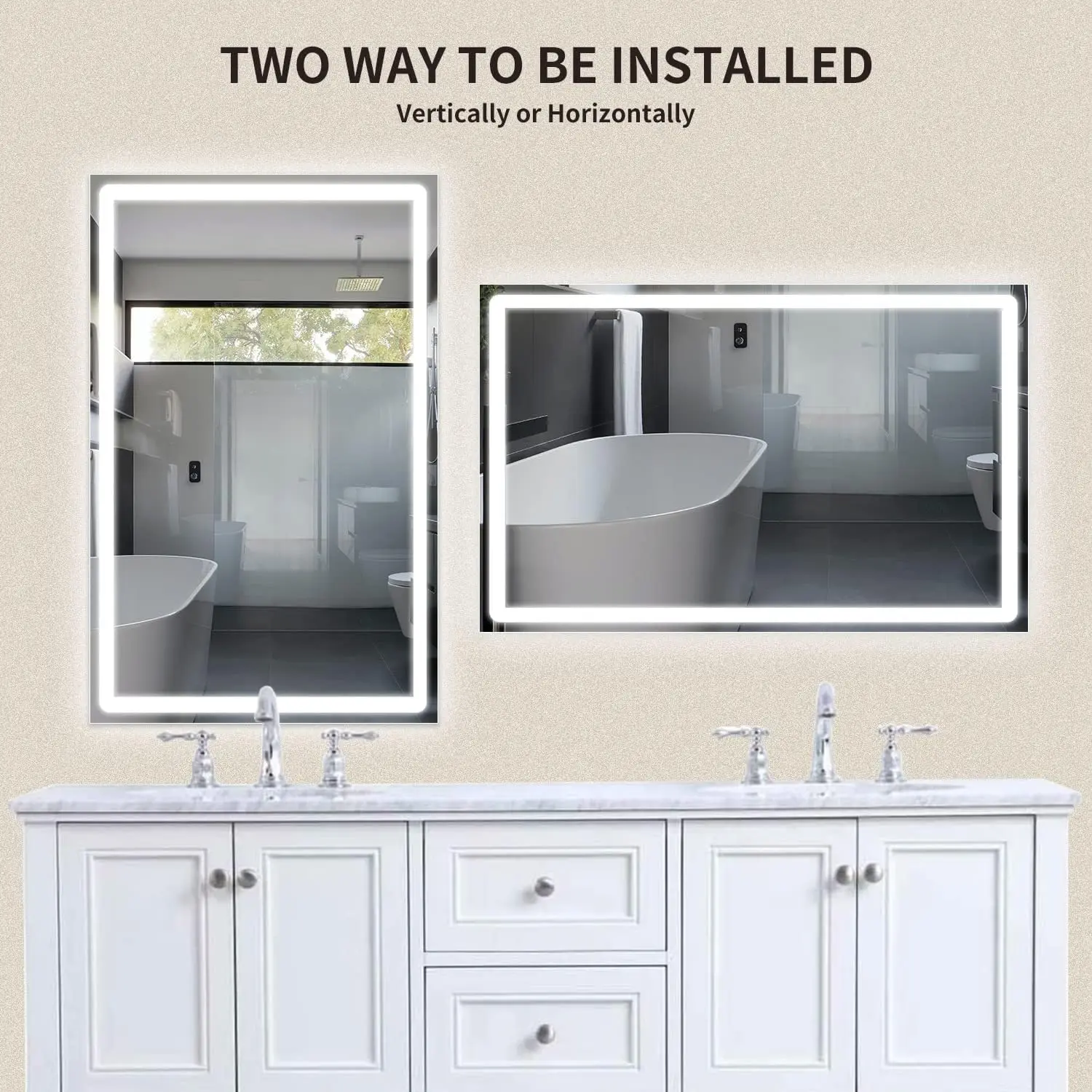 Description Picture 4 of itemLed Lighted Bathroom Mirror Dimmable Vanity Wall Mirror Anti-Fog Memory Mirrors for Bathroom Vanity Vertical/Horizontal