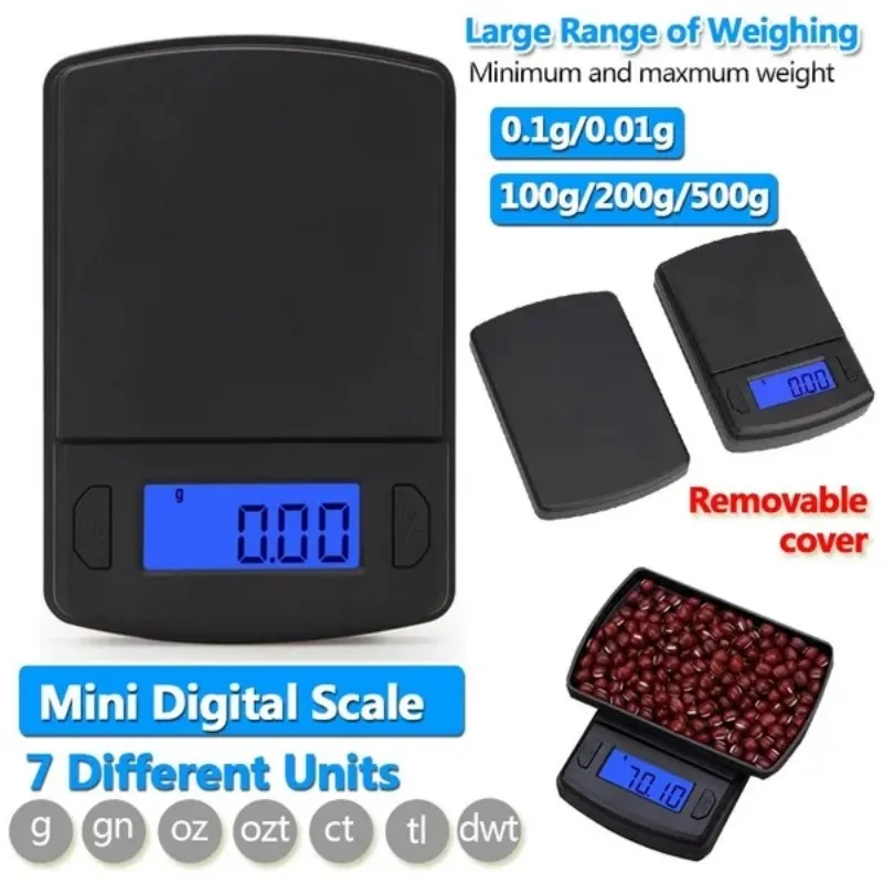 

500g 0.01/0.1g Accurate Electronic Jewelry Gram Scale Calibration Function Ultra-clear Display Balance Weight Electronic Scales