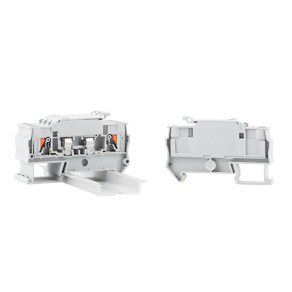 Din Rail Terminal Blocks PT 4-HESI Gray Connector Push In Spring Fuse Terminal Block Connector Screwless Fuse Holder 5Pcs
