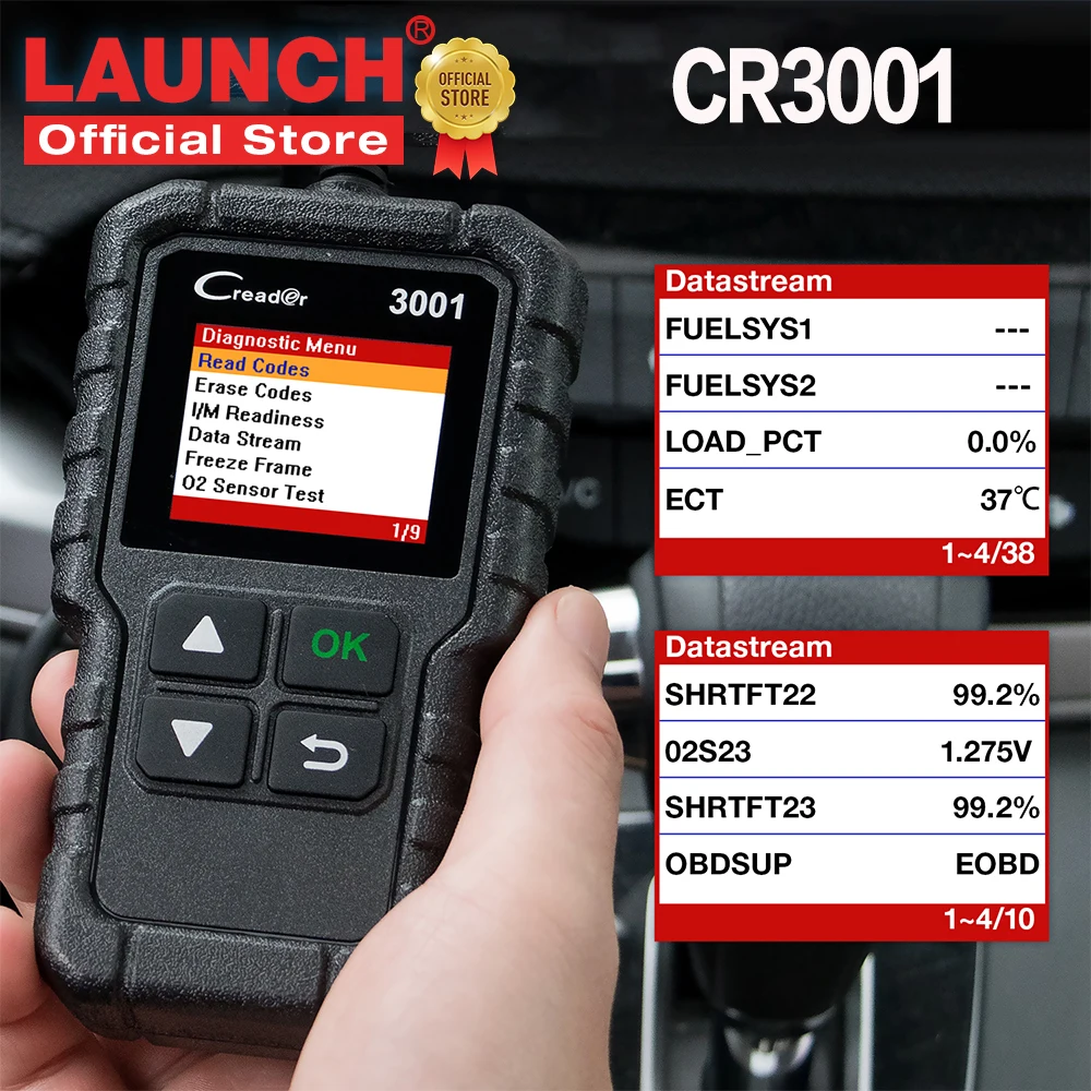 LAUNCH Full OBD2 Code Reader Scanner X431 Creader 3001 OBDII/EOBD Car