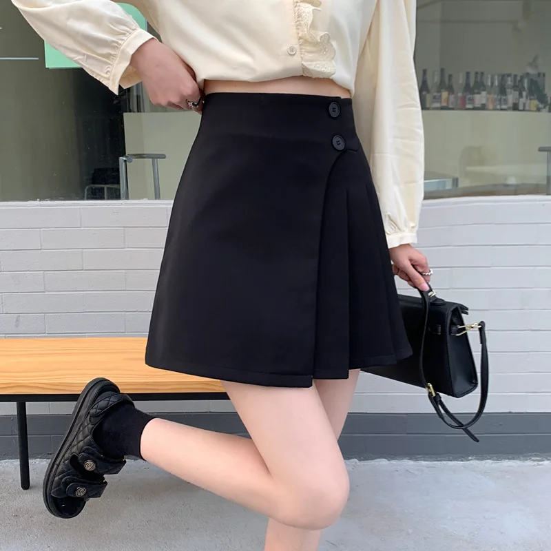 pink skirt High Waist Mini Skirts Women New 2022 Korean Style Streetwear All-match Solid Color Ladies A-line Short Pleated Skirt skater skirt