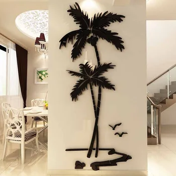 3D Coconut Tree Acrylic Mirror Wall Stickers 1