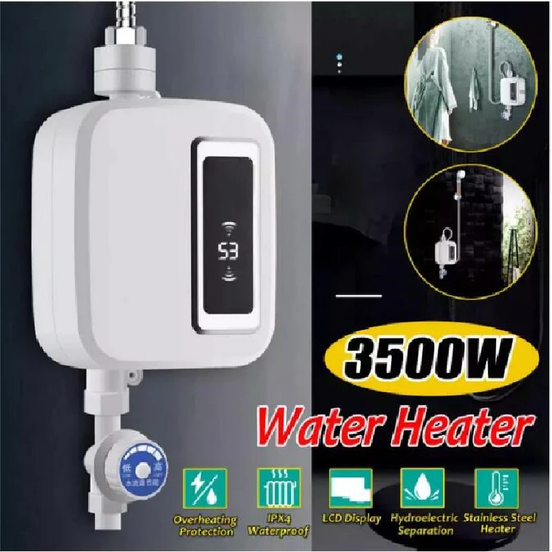 Chauffe-eau électrique instantané avec pomme de douche 5400W, 110/220V,  chauffage immédiat de l'eau du bain - AliExpress