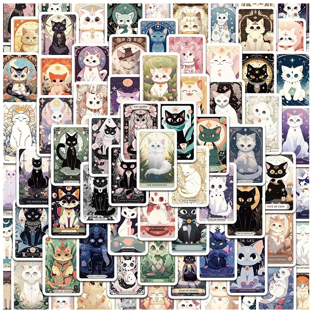 

10/30/78pcs Gothic Cartoon Tarot Cat Graffiti Stickers Decals Laptop Phone Label Scrapbook Suitcase Decoration Sticker Kids Toys