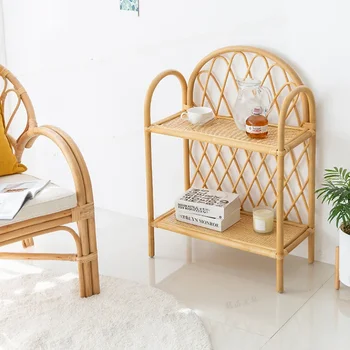 Ins 어린이 방 수납 선반, 다기능 책 캐비닛, 침실 랜딩 데스크 정리함, 인도식 등나무 디스플레이 스탠드