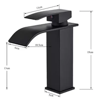Black Waterfall Bathroom Faucet Basin Vanity Vessel Sinks Mixer Tap Cold And Hot Water Tap Single Hole Bath Sink Faucets Crane 2