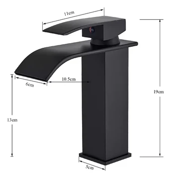 Black Waterfall Bathroom Faucet Basin Vanity Vessel Sinks Mixer Tap Cold And Hot Water Tap Single Hole Bath Sink Faucets Crane 2