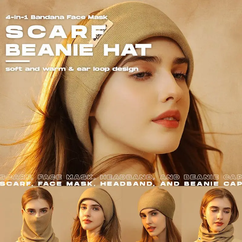 

4-in-1 Bandana Face Mask Scarf Beanie Hat Beanie pullover Hat Face Mask Neck Warmer Beanies Thermal Head Cover Scarf Caps