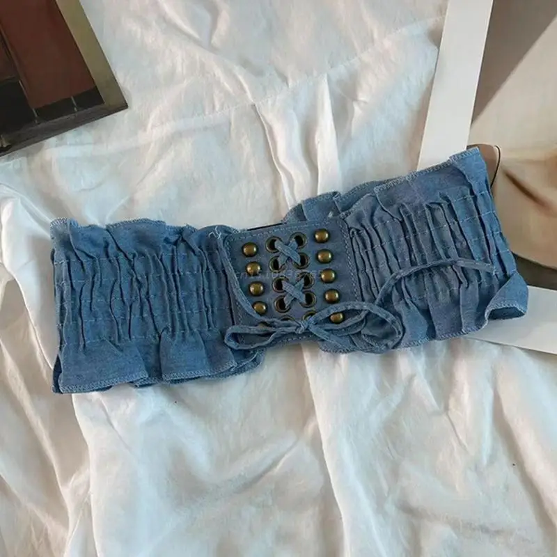 Elastic Corset Waist Belt Peplum Belt Lace Up Waistband Denim Elastic Belt Waist Cincher Belt Stretchy Belt For Dresses