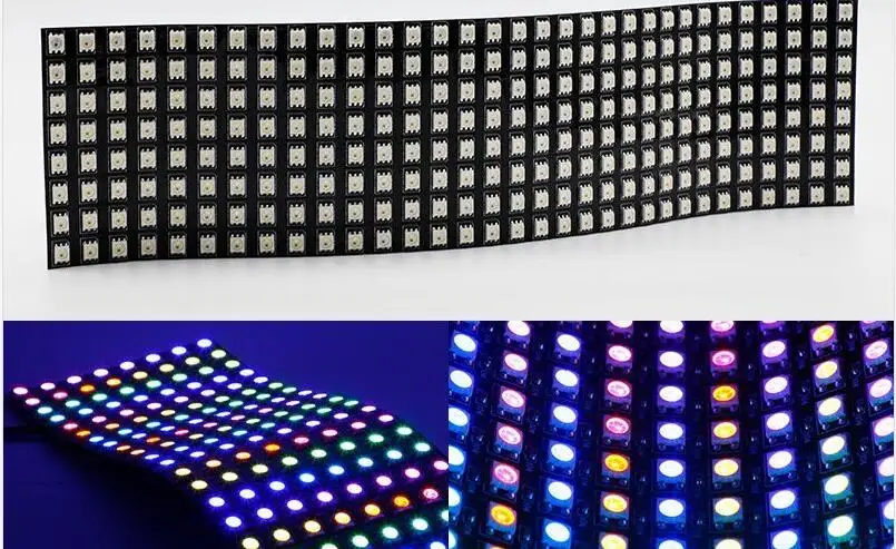DC12V WS2815 SK6812 P10mm Addressable RGB Flexible Programmable Matrix Pixel Panel 8*8cm/ 16*16cm/ 8*32cm Individually