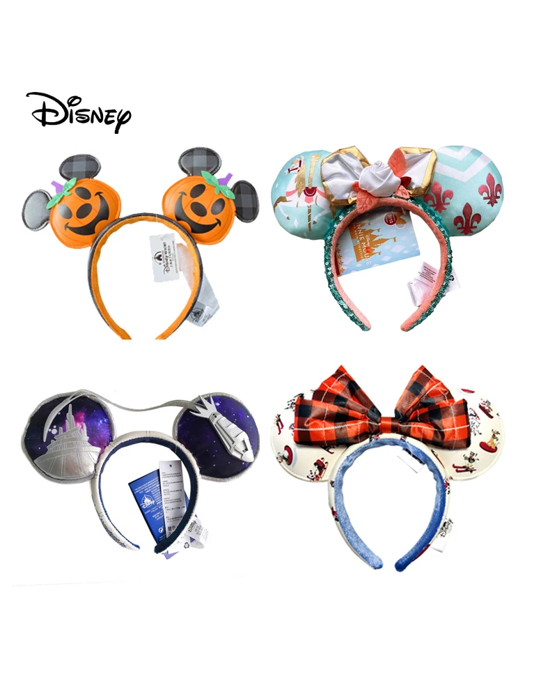 

2024 Disney Rainbow Bow Mickey Mouse Headband New Shanghai Disney EARS COSTUME Headband Cosplay Plush Adult/Kids Headband Gift