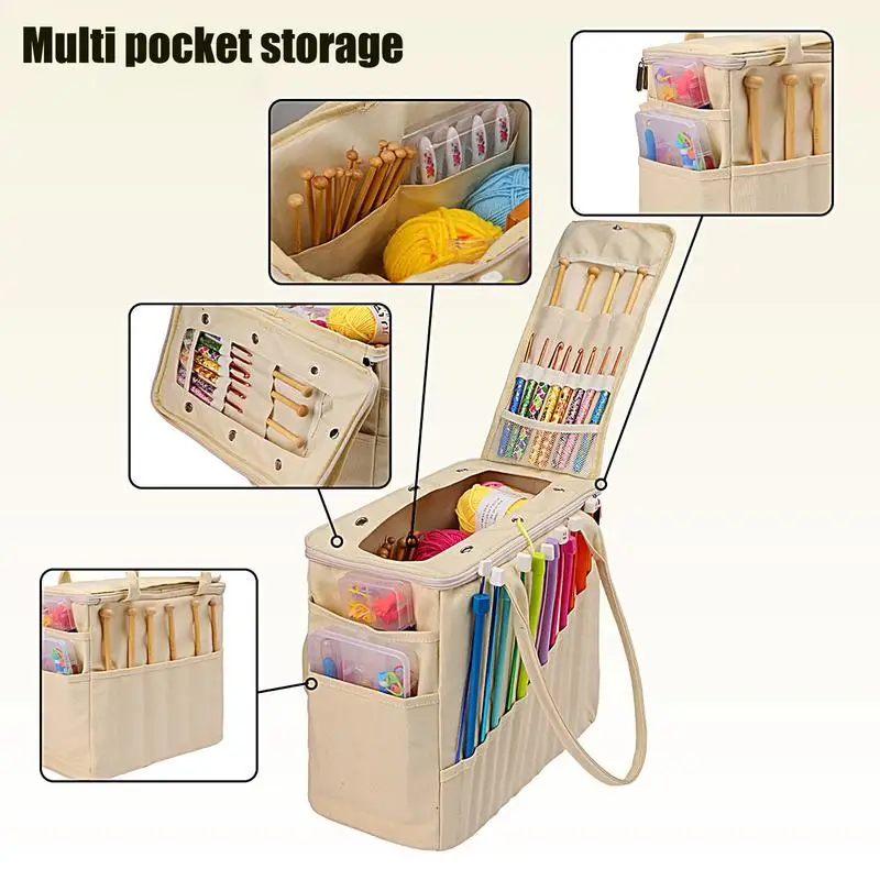 Crochet Bag Organizer Crochet Organizer Yarn Bag Yarn Tote Large Capacity Crocheting For Accessories