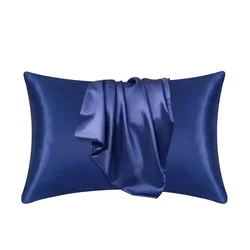 Luxurious Silk Pillowcase for Hair and Skin - Silky Satin Comfort and Elegant Home Decor (1pcs dark blue )