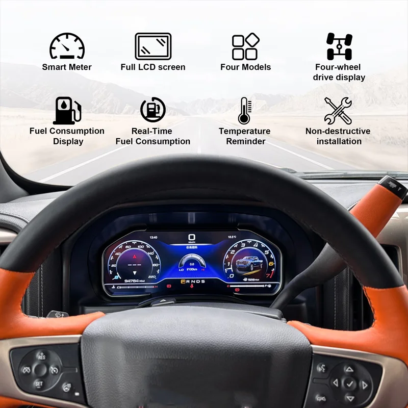 Panel de instrumentos digital LCD de 12,3" para Chevrolet Silverado 2014-2018, cabina virtual, velocímetro, contador, tablero CarPlay 3
