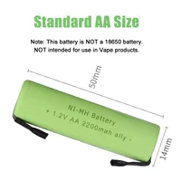 Ally 1.2V 2200mAh NiMH Rechargeable AA Battery Flat Top with Tabs for Shavers, Trimmers, Razors, and More 2