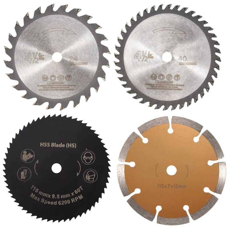 

115X10mm Multi-Function Carbide Saw Blade Plastic Cutting Blade Circular Saw Blade Set Of 4