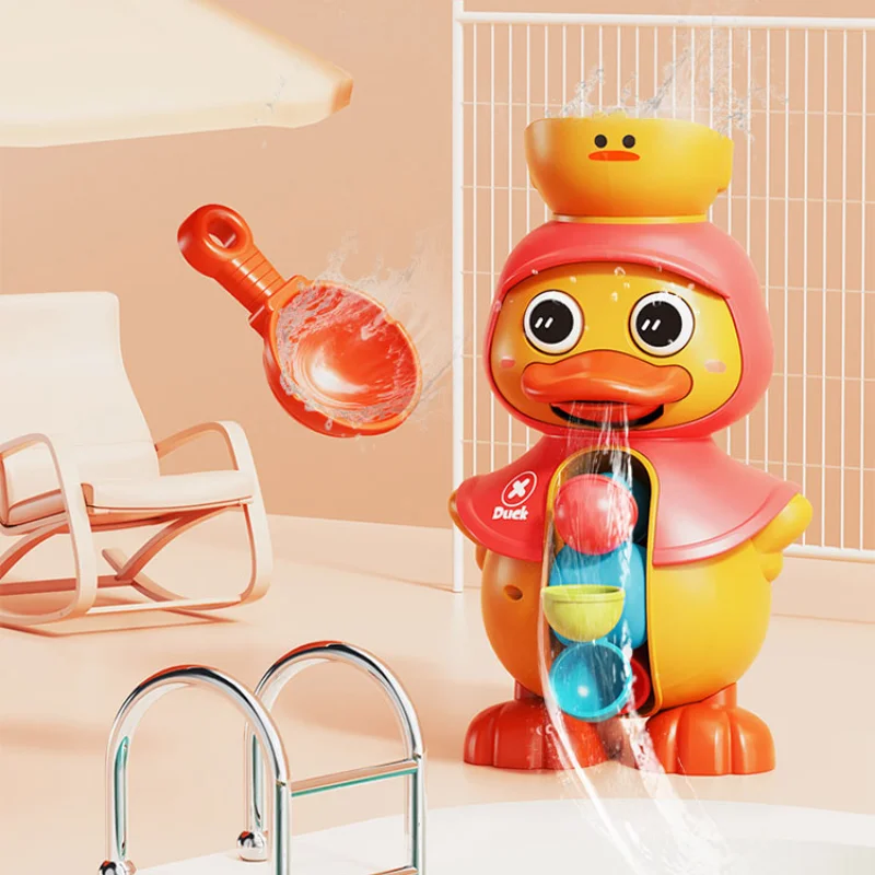 

ZK20 Baby Duck Shower Toys Cute Cartoon Rotating Water Car Suction Cup Bathtub Sprinkler Children's Water Toys Playing Sprinkler