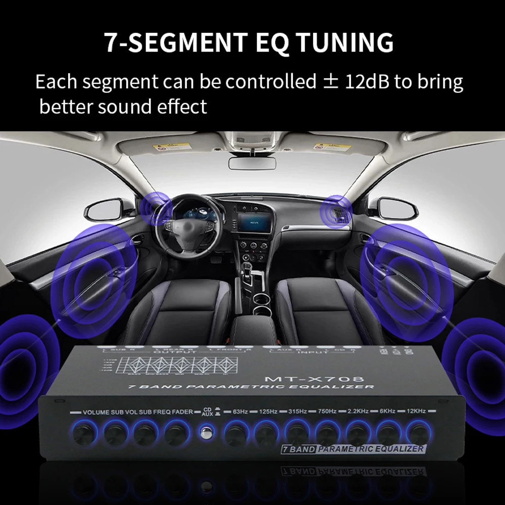 7 Band Car Audio Equalizer Multifunctional EQ Tuning Crossover Amplifier Parametric