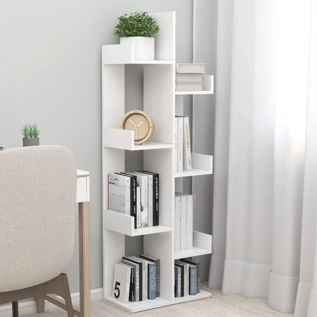 Estantería para Libros Librería madera contrachapada blanco 86x25,5x140 cm  ES42897A