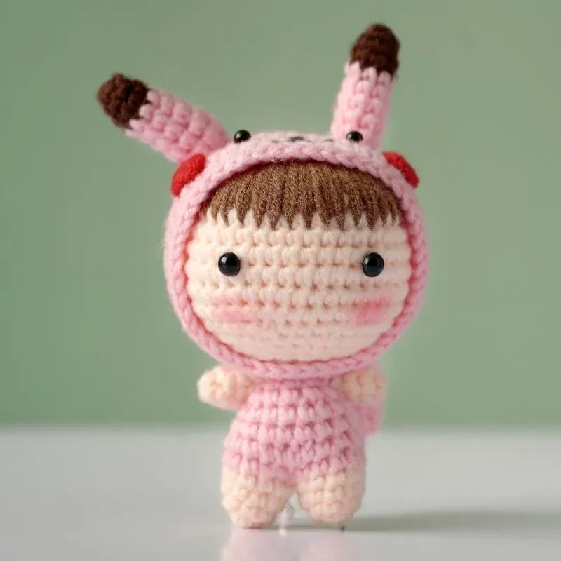 DIY Handmade Doll Crochet Wool Yarn Kit for Beginners Material Package Hand Knitting Kids Adults Braid Keychain Decoration Gift