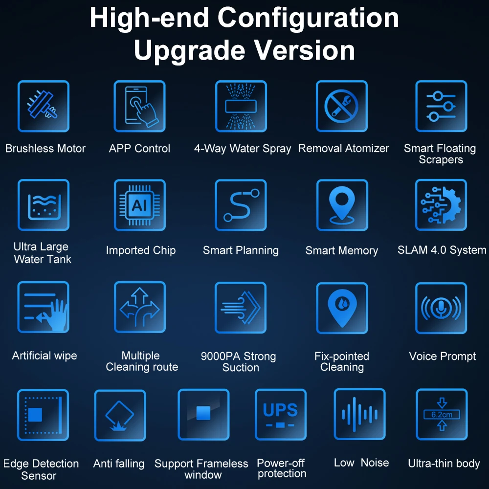 روبوت تنظيف النوافذ ABIR WD9، رذاذ الماء بأربعة ات...