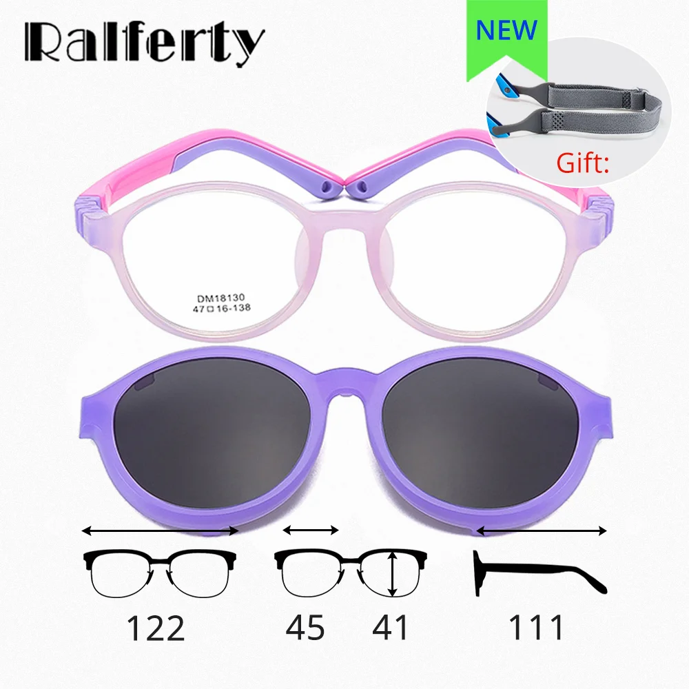 Ralferty 2 In 1 Clip On Glasses Kids Polarized Flexible Children's Sun