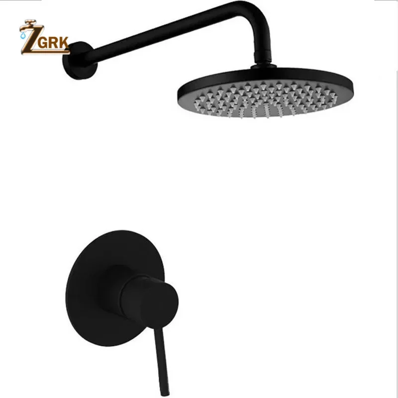 ZGRK Concealed Bathroom Shower Faucet Wall Mount Bath Shower Mixer Tap Brass Antique 8" Rainfall with Handshower Set
