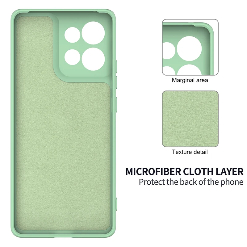 Soft Premium Liquid Silicone Strap Phone Case with Flocking Interior