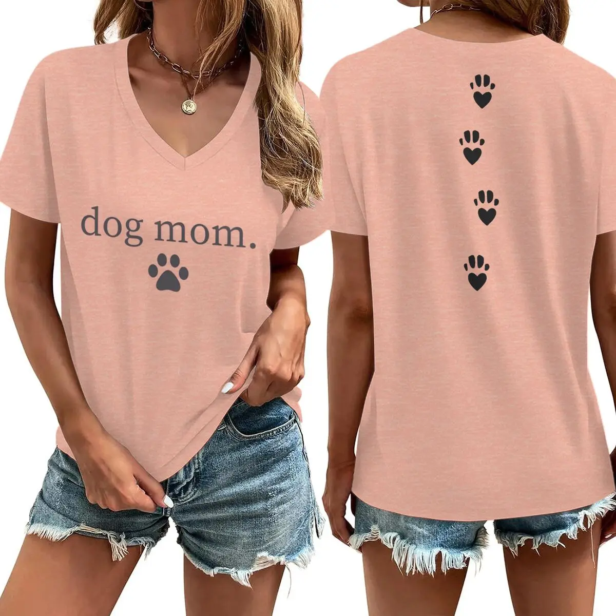 Dog Mom V-Neck Tee 10
