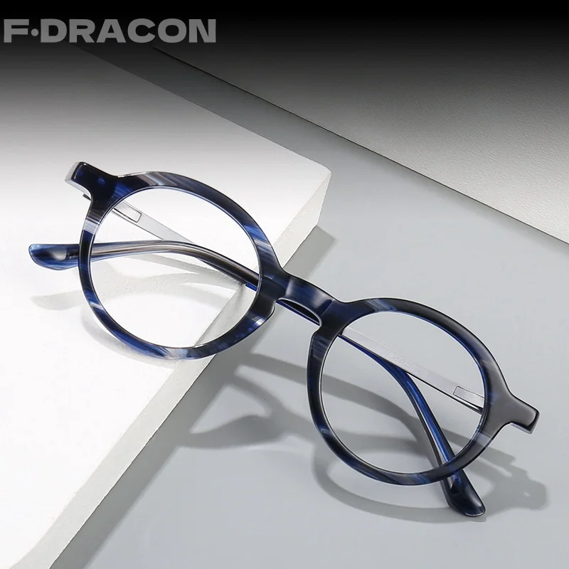 

F·DRACON Sheet Glasses Frame Retro Pure Titanium Men's Glasses Frame Round Frame Optical Prescription Glasses For Women JBT005