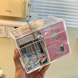 Acrylic Transparent Flip Lid Organizer with Dual Compartments for Game Cards and Postcards (Empty)