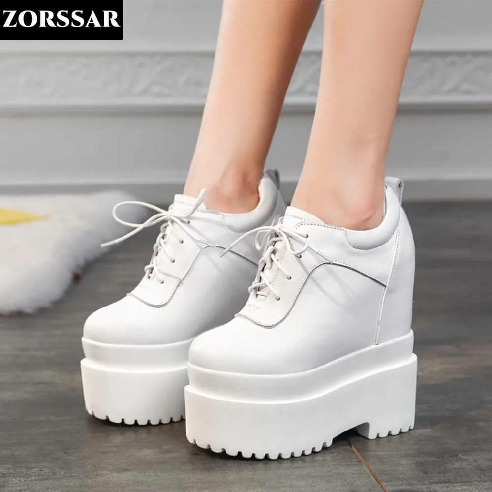 

16cm Women Shoes Sneakers Platform Heel Height Increased Wedge Pumps White Sneakers Shoes Breathable High Heels for Women