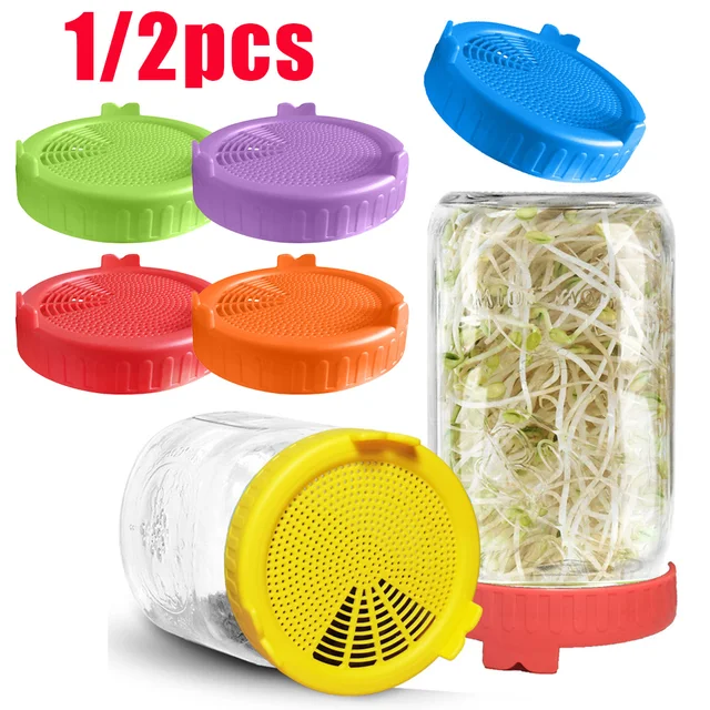 1/2Db Csírázó Fedél Magnövekedés Fermentáció Zöldség Tömítő Fedelek Élelmiszer -Minőségű Hálószívó Borító Készlet Mason Edényekhez