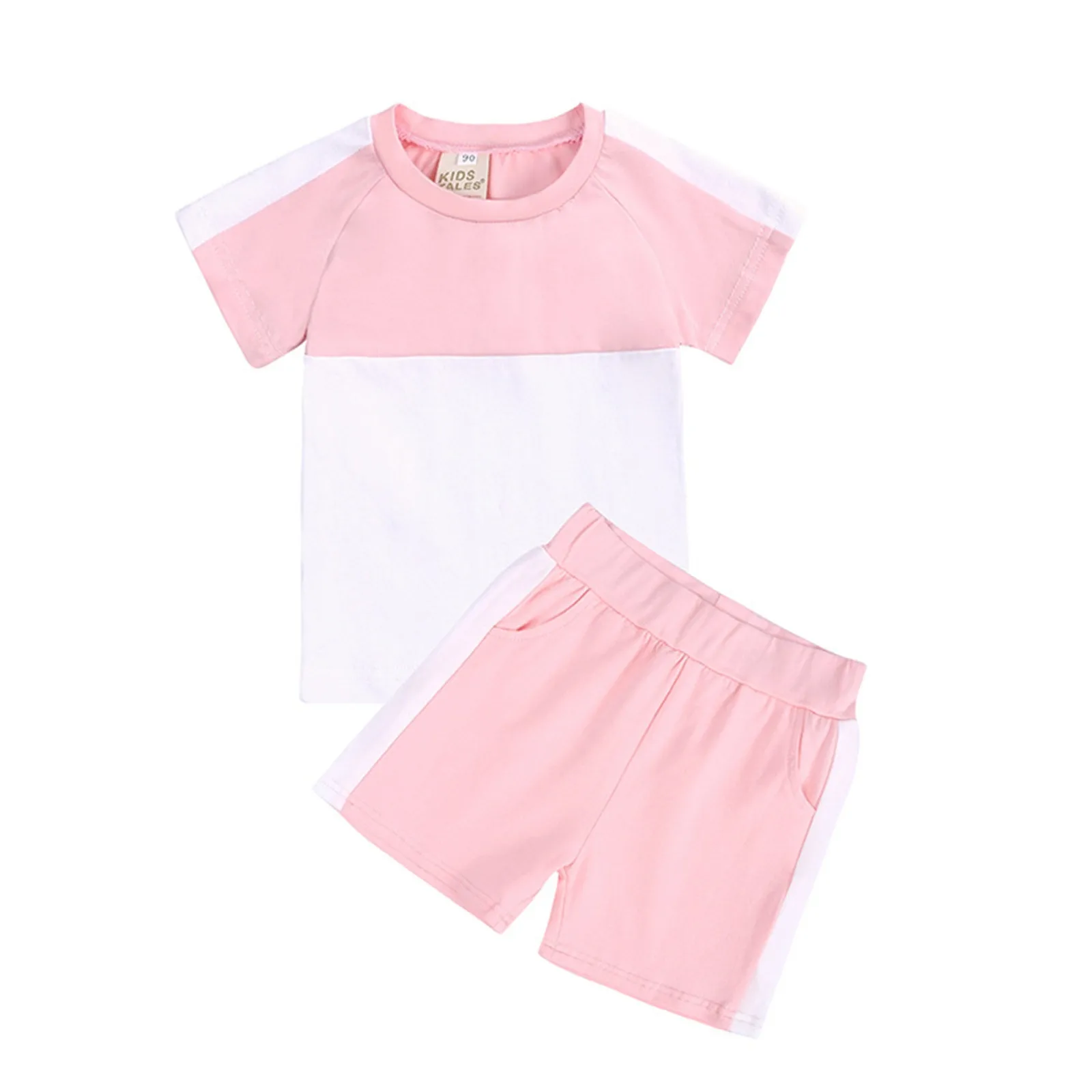 Toddler Kids Infant Baby Unisex Summer Tshirt Shorts Soft Patchwork Cotton 2PC Girls Top And Pants Set Baby Stuff for Girls