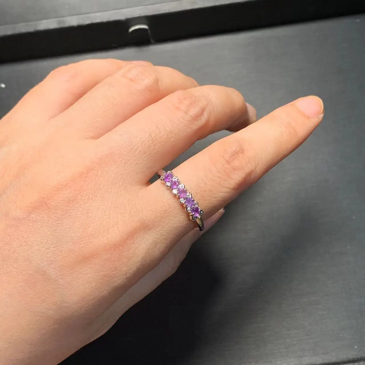 Natural Amethyst Ring Stone Female Handmade Rings Jewelry for Women Gift Purple Flower