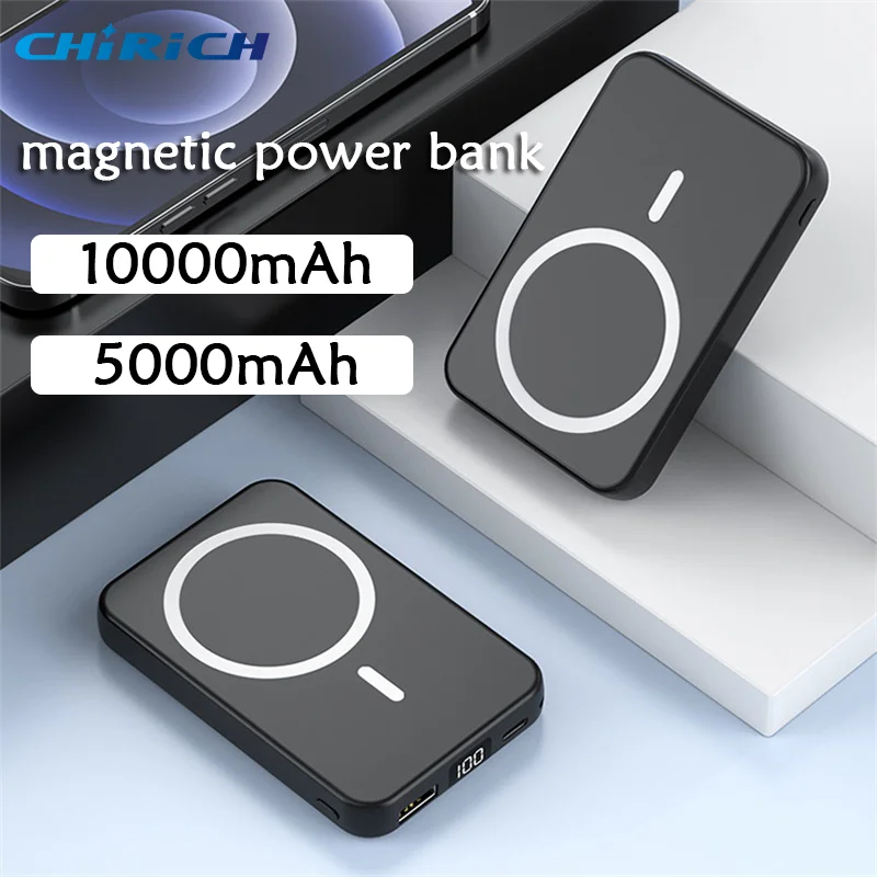 

Magnetic Wireless 10000mAh Power Bank Portable Fast Charger External Spare Battery Macsafe Powerbank For iPhone 15 14 13 Xiaomi