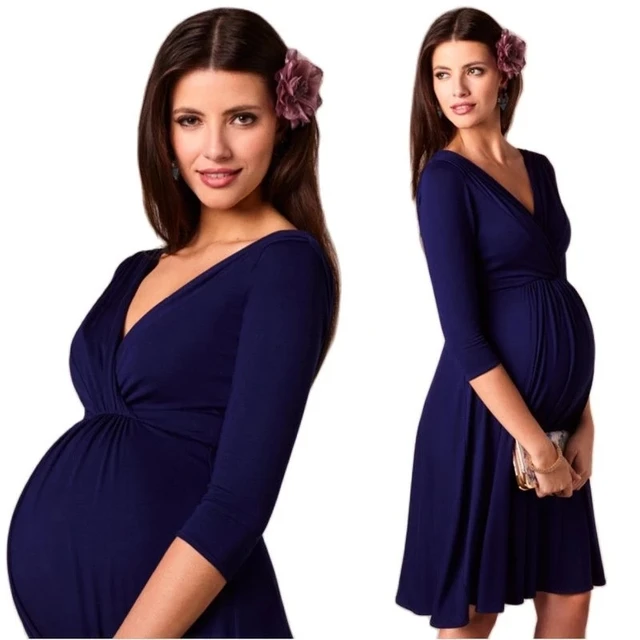 Vestidos de maternidad con bolsillos y botones para mujer embarazada, ropa  informal de oficina, algodón, talla grande, graduación, Verano - AliExpress