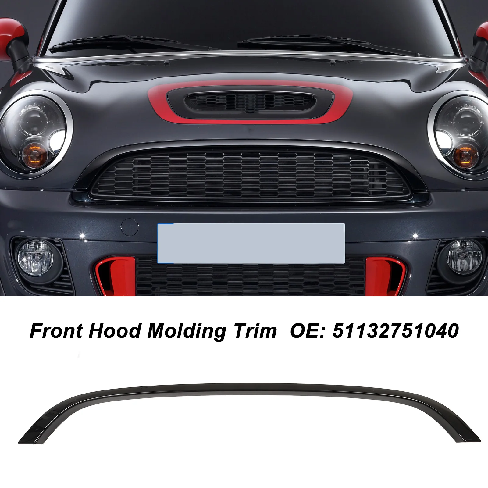 

Upper Grille Surround Trim Hood Molding 51132751040 For Cooper R55 R56 R57 Base LCI R58 R59 S JCW Sliver Chrome