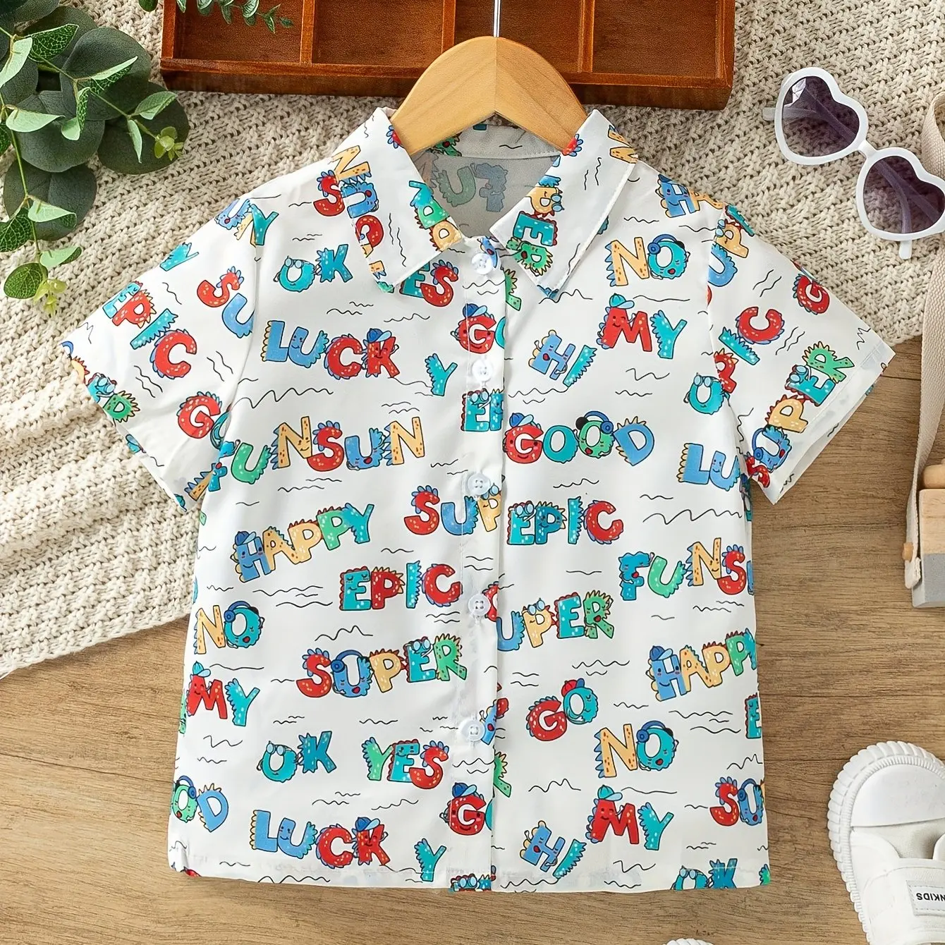 New Hawaiian Beach Camping Bus Print Boys Novel Casual Short Sleeve Lapel Shirt Children Tops Clothes Fashion Children's Blouse