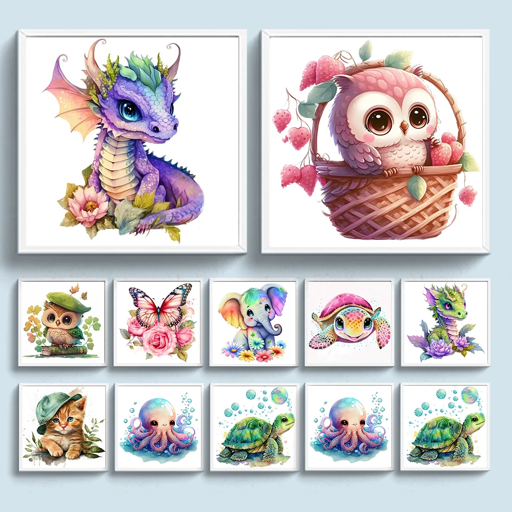 Full Embroidery Eco-cotton Thread 18CT Printed Cross Stitch Kit Artwork Cute Animal Home Decor Painting Embroidery Set 20*20cm cross stitch kit