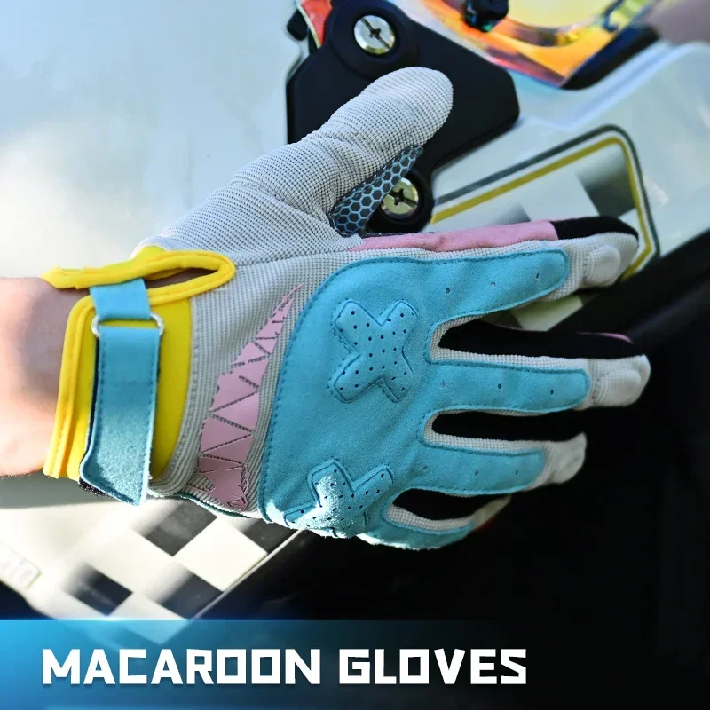 Motorcycle Gloves Knight Summer Perforated Breathable Drop Resistant Macaron Gloves For Men Women Thin Summer Riding
