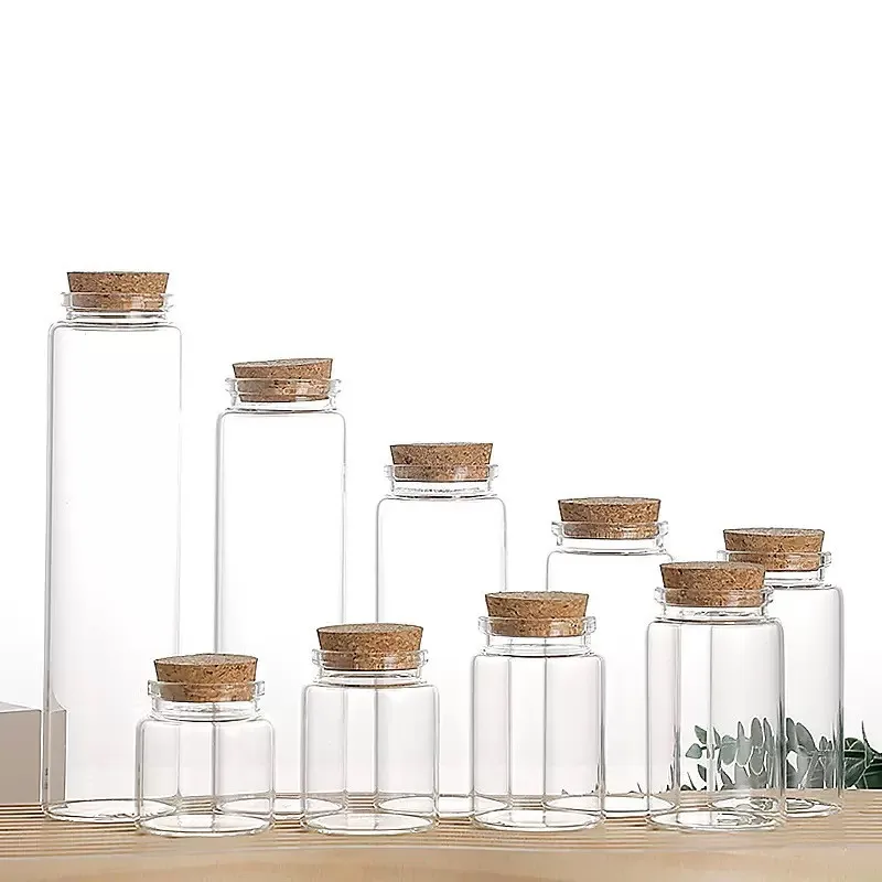 5X 50ml-240ML DA47mm Big Glass Vials With Cork Empty Glass Jars Mini Glass Bottles Vials Jars Container Storage Wedding Decor 2