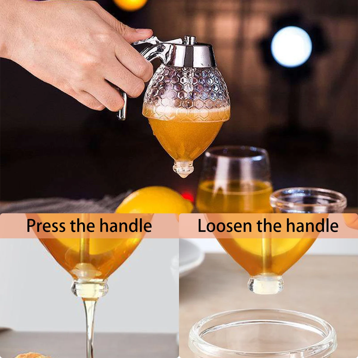 200ml Honey Dispenser Base No Drip Syrup Dispenser Reusable Plastic Syrup Jar Large Capacity Honey Comb Form Jar Containers